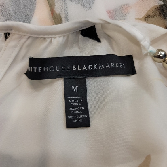 White House Black Market Floral Chiffon Halter Blouse - M - Picture 8 of 11